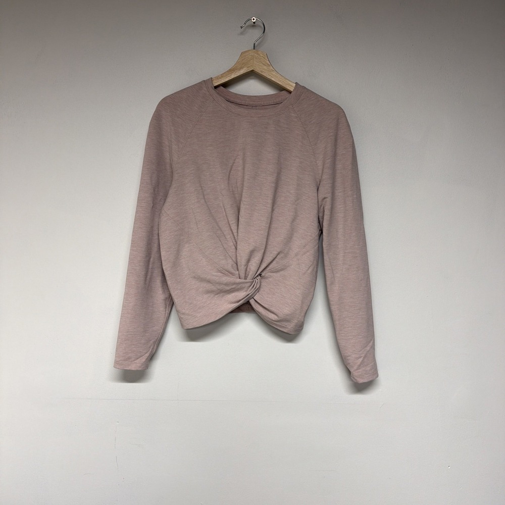 lululemon Women's Long Sleeve Top Size 8 Twist Front Ruched Knot Mauve Pink